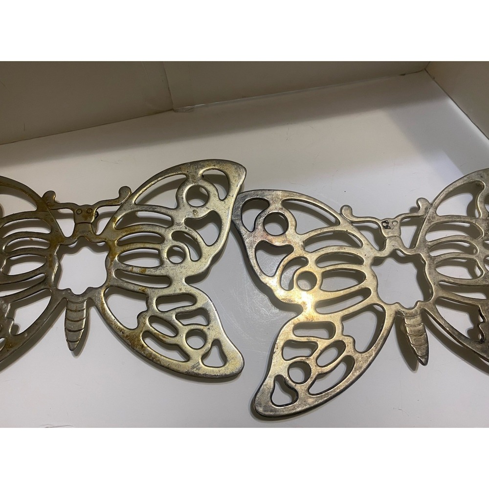 Leonard Silverplate Butterfly Trivet Italy Vintage Mid Century MCM (2/1 pair)